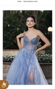 Dusty Blue Prom dress Size 8 - Picture 1 of 2