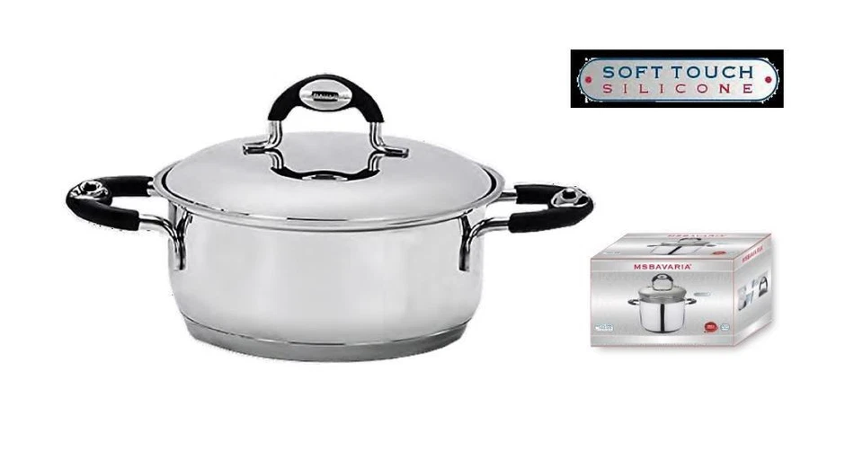 Pentola Casseruola in Acciaio con Coperchio New Bavaria 24 cm - Immagine 1 di 1