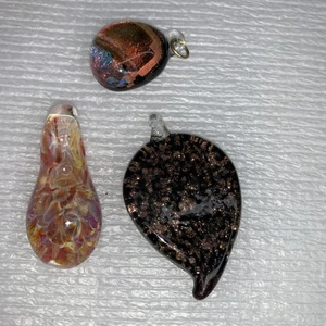 Menge 3 dichroitische Glas Anhänger verschmolzen Handarbeit Lampwork - Bild 1 von 10