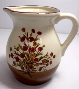 Blumen Milchkännchen Krug 4 3/4 in Creme und Braun - Bild 1 von 7