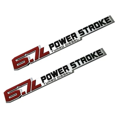 2x Set For 23-24 F250F350 6.7L Power-Stroke Emblem Name Plate Side Badges Chrome Foto 1 de 4