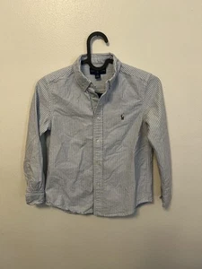 Ralph Lauren Button Up Shirt Boy’s Size 7 Blue & White Striped Colored Pony  - Picture 1 of 3