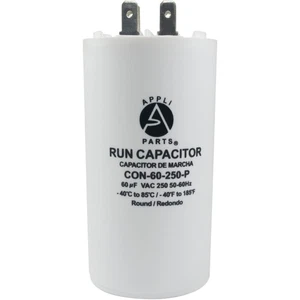 Condensador de funcionamiento Appli Parts para motores eléctricos 60 Mfd uF (microfaradios) 250 VAC Pla - Imagen 1 de 8
