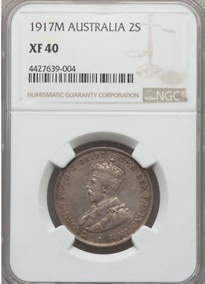 1917 M Australia 2 Shillings, Florin, NGC XF 40 - Image 1 of 2