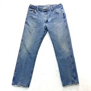 Wrangler 47 MWZ Mens 38x32 Straight Denim Blue Jeans Advanced Comfort 47MACMS