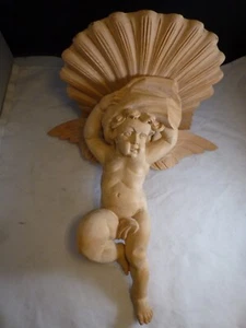 GERMANY  Neo-Classical Carved Wood Cherub Angel Decorative Shelf Corbel Sconce - Picture 1 of 9