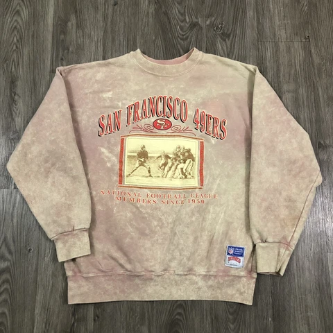 Vintage Sweatshirt Acid Wash San Francisco 49ers Nutmeg Mills Crewneck Red Sz L Cover