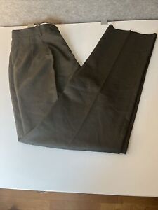 Linea Naturale Men's Wool Dress Pants Sz R38 Napoli Green Pleated New Raw Hem