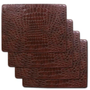 PU Crocodile Texture Washable Protective Set 4 Table Mat Placemat Heat Resistant - Picture 1 of 10