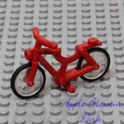 NUEVO Lego Minifigura BICICLETA ROJA - Bicicleta City Town Boy Girl con 2 Ruedas Negras Neumáticos Foto 1 de 4