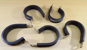 CANTIDAD 5 BUCLE REDONDO 1-1/2" ACOLCHADO NEGRO CABLE DE GOMA ACERO INOXIDABLE MILSPECS - Imagen 1 de 13