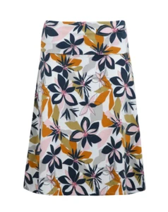 Weird Fish Women's Knee Length Big Floral Printed Jersey Skirt - White Mix - Picture 1 of 6