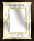 Espejo Moderno Vidrio De Murano Cristal y Dorado de Pared 80 X 100CM Grabado