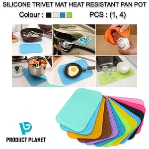 TRIVET SILICONE MAT HEAT RESISTANT PAN HOLDER IRON STRAIGHTENER COLOURS - Picture 1 of 40