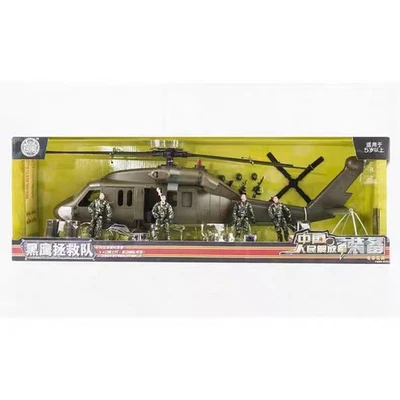 1:18 Olive Drab Hawk Helicopter Aircraft Soldier Military Vehicle Model Decor - Image 1 of 2