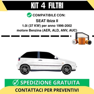 Kit 4 Filtri Tagliando per SEAT Ibiza II 1.0i 37 kw Benzina 1996-2002 - Imagen 1 de 2