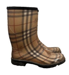 Burberry Classic Nova Check Haymarket Rain Boots Rubber Boots Size 38 EU - Picture 1 of 15