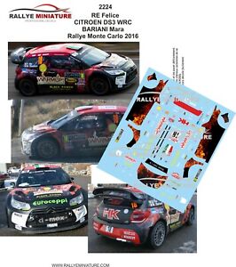 DECALS 1/43 REF 2224 CITROEN DS3 WRC RE RALLYE MONTE CARLO 2016 RALLY MONTECARLO