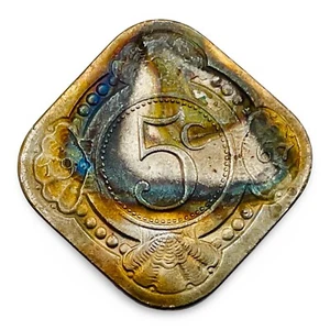 1967 Netherlands Antilles 5 Cents - Amazing Toning! - Combined Ship - Picture 1 of 2