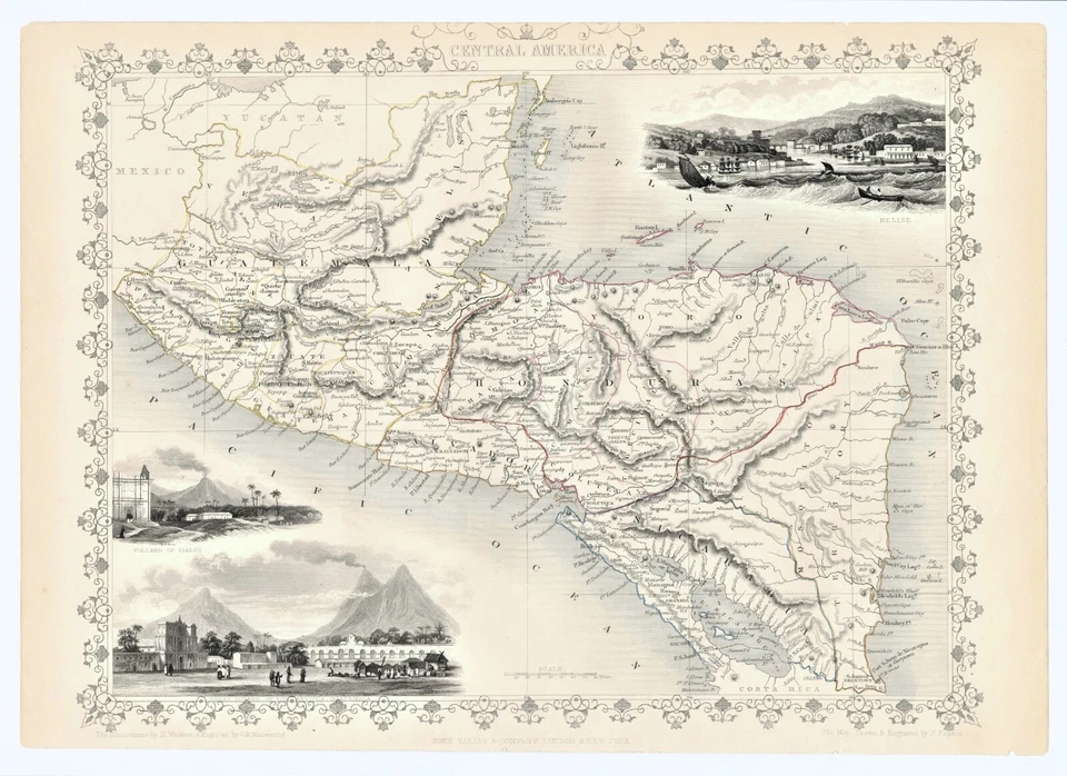 Mapa antiguo "Centroamérica" John Tallis, 1851 Foto 1 de 4