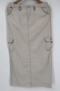 Vintage Y2K Union Bay Tan Pink Cargo Pockets Maxi Skirt Bungee Cord Size 7 - Picture 1 of 14