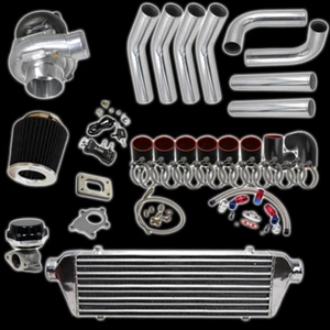 BLACK UNIVERSAL 7PSI UPGRADE T3/T4 TURBO TURBOCHARGER KIT AR .63 STAGE 3 350HP - Picture 1 of 1