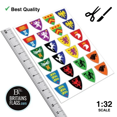 Britains Deetail Repro: Medieval Knight CUSTOM Shield Stickers x24 (1:32 Scale) - Image 1 of 2
