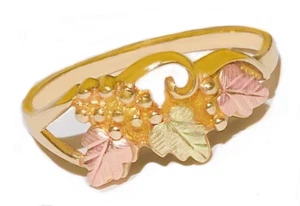 Black Hills Gold 10k Coleman Three Leaves Band Ring Size 7 - Picture 1 of 9