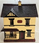 VINTAGE 1950s HANDMADE WOODEN ‘FIVE POUND HOUSE’ DOLLS HOUSE WITH VERANDAH