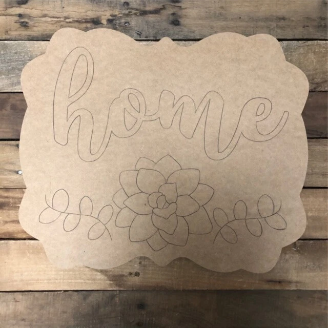 Placa de flores para el hogar, recorte de madera, forma, pintura por línea, artesanía pintable grabada Foto 1 de 1