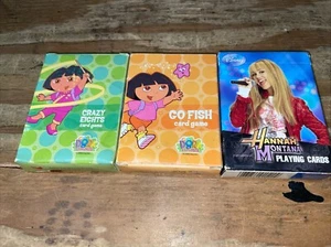 3 PACKS - CARTAS DE JUEGO DORA LA EXPLORADORA GO FISH, CRAZY 8'S Y HANNAH MONTANA - Imagen 1 de 5