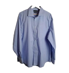 Camicia abito abbottonato Lauren Ralph Lauren XL 17,5 34/35 blu a righe bianche - Foto 1 di 12