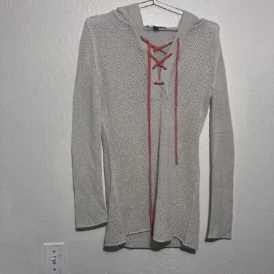 Suéter con Capucha Otoño Cachemira 100% Cachemira Talla S Manga Larga Perforado Blanco Foto 1 de 4