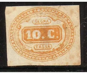 1863 Regno Segnatasse ovale 10 c giallo n 1 senza gomma con Ingiallimenti € 100 - Foto 1 di 3
