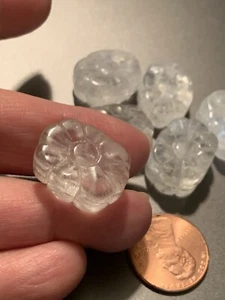 Reserved Listing; 10 Carved Chinese Bead Clear Quartz Crystal Flower Shape - Picture 1 of 6