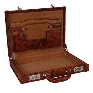 ACEKING CROCO LEATHER BRIEFCASE ATTACHE CASE FOR MEN OFFICE DOCUMENT ANTITHEFT - Picture 1 of 8
