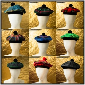 Scottish Traditional Tam o' Shatner Tammy Hat Flat Bonnet Kilt Many Tartans - Picture 1 of 173