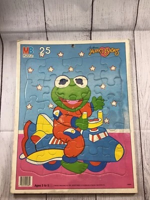 VINTAGE 1987 MUPPET  BABIES CARTOON Kermit FRAME-TRAY PUZZLE 25 Pc Large - Image 1 of 4