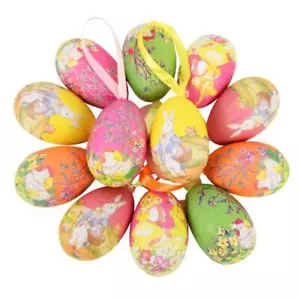 Foam Easter Eggs12pcs with colorful bunny design, ideal for Easter decor. - Picture 1 of 7