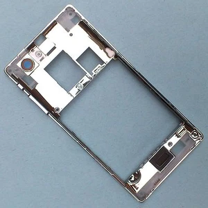 Sony Xperia J ST26i side edge bezel+camera glass+buttons rear silver Genuine - Picture 1 of 4