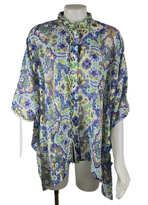 NWT - Johnny Was KIARA Silk Cotton Blend Floral Button Blouse Top Sz XL - Picture 1 of 5