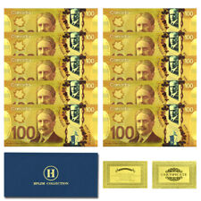 10pcs and Envelope Canada Gold Foil Banknotes 100 Dollars Collection Uncurrency