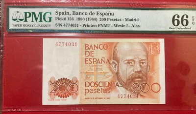 1980 Spain  200 Pesetas    P 156  PMG 66 - Image 1 of 2