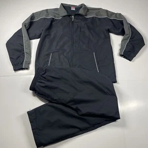 Rawlings Mens Medium Black Baseball Warm Ups Jacket Pants Zip Coach Tracksuit - Picture 1 of 24