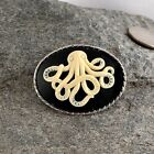 Octopus Cameo Silver Brooch Pin, Gothic Steampunk Nautical Pirate Hat Pin