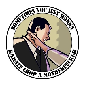 Karate Chop Mofo Martial Arts Humor 4 Inch Vinyl Sticker Sarcastic Funny - Picture 1 of 3