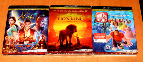 DISNEY 4K + SLIPCOVER LOT: ALADDIN, THE LION KING, RALPH BREAKS ...