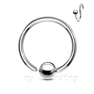 1pc. Surgical Steel Fixed Ball Captive Bead Ring Earring Tragus Septum Nose Ring - Picture 1 of 3