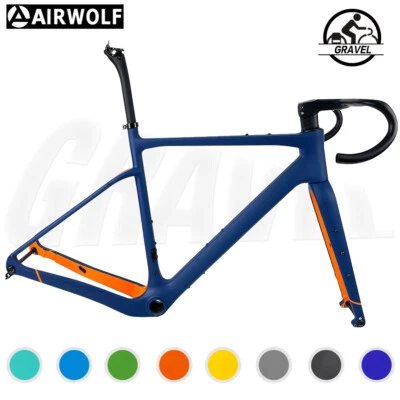 AIRWOLF Gravel Carbon Fiber Bike Frame Touring Road Bicycle 700*45c handlebar - Bild 1 von 4