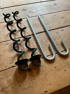 Mooring Kit - Narrowboat 2 Screw In Spirals & 2 Rebar Pegs Pins Stakes Boat - Picture 1 of 8